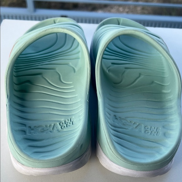 Hoka One One Mint Green & White Slides / with Red Accent - Picture 7 of 16
